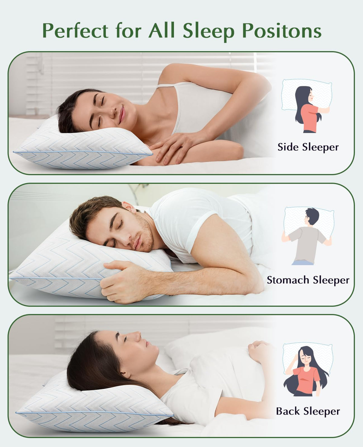 King Size Set of 2 Medium Firm Microfiber Bed Pillows O2351