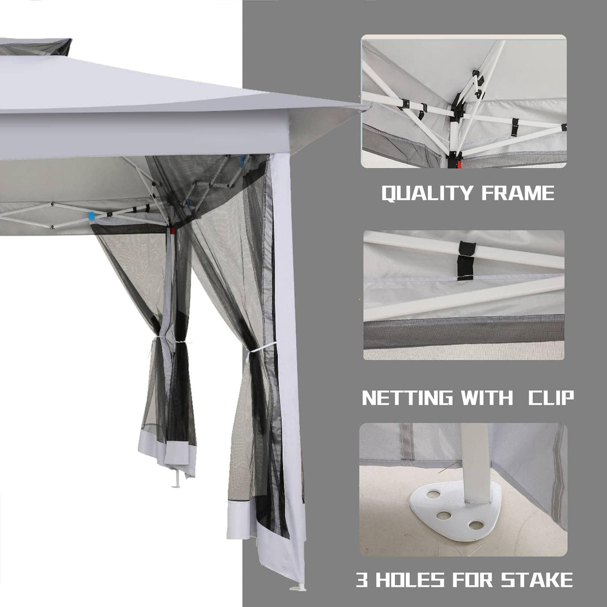 12x12 Pop Up Waterproof Outdoor Canopy with Mosquito Nettings and Carry Bag G162071