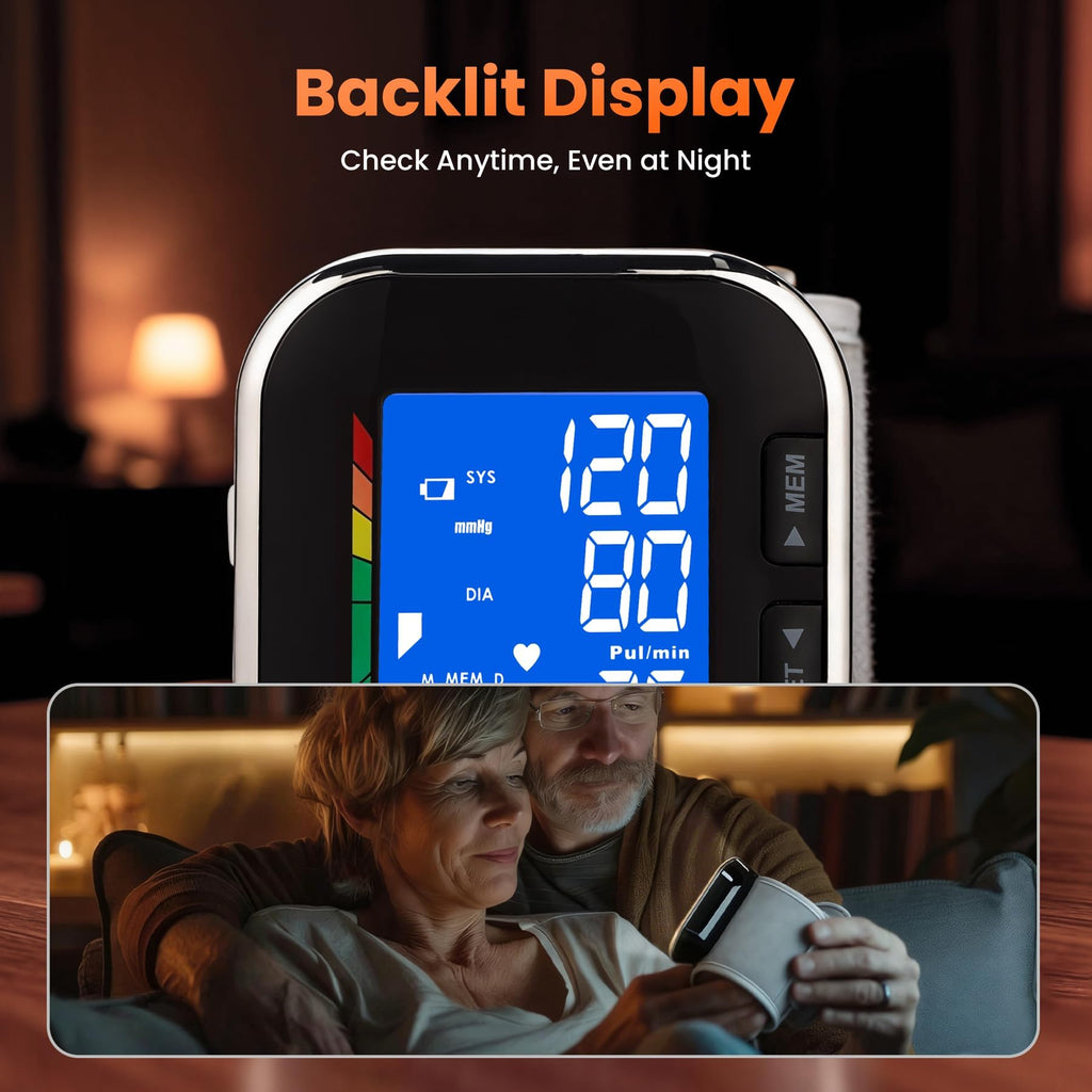 Wrist Blood Pressure Monitor with Backlit LCD B4407