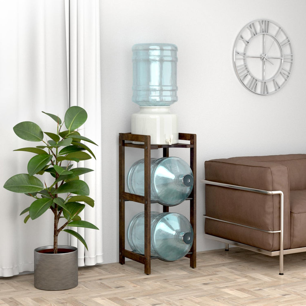 5 Gallon Water Jug Holder with Top Shelves, 3-Tiers Solid Wood Water Dispenser Stand G6844