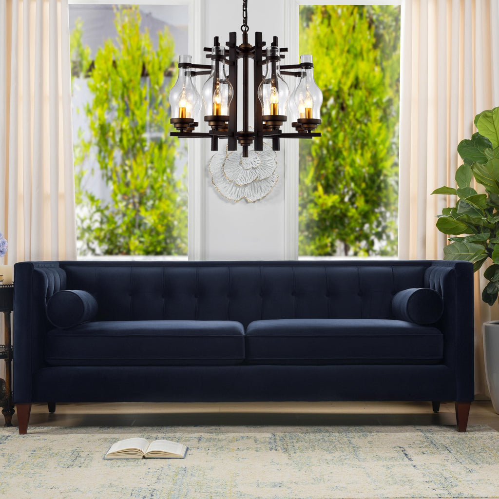 Dark Navy Blue Performance Velvet Tufted Sofa L13527