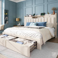 Queen Bed Frame with Storage Headboard & 4 Drawers Z5323