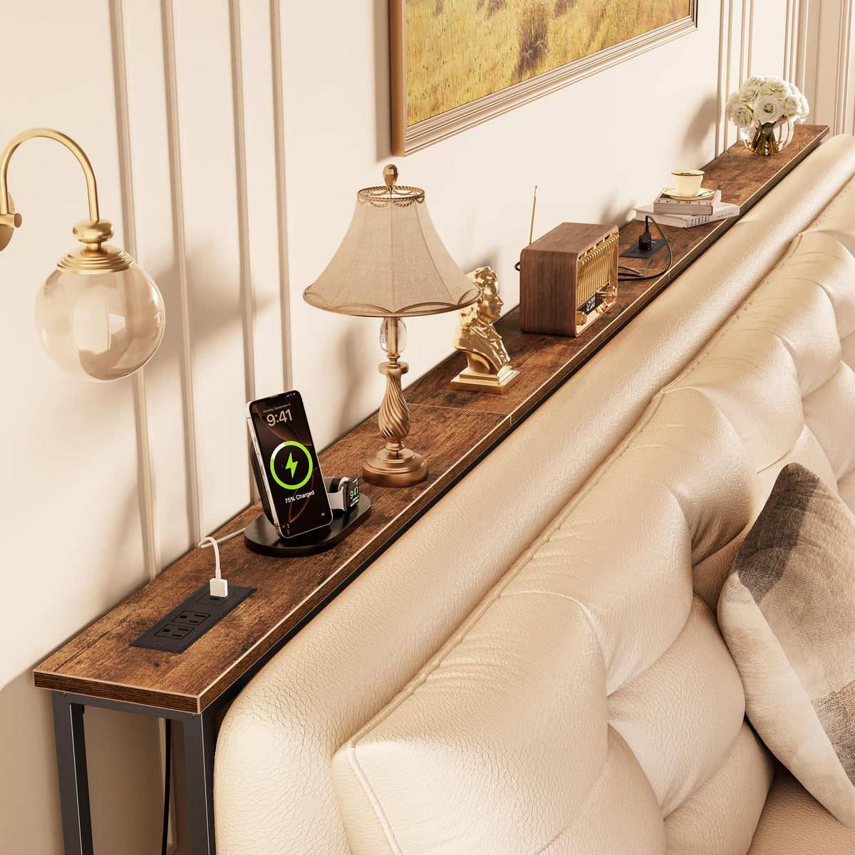 118 Inch Sofa Table with Power Outlets V141
