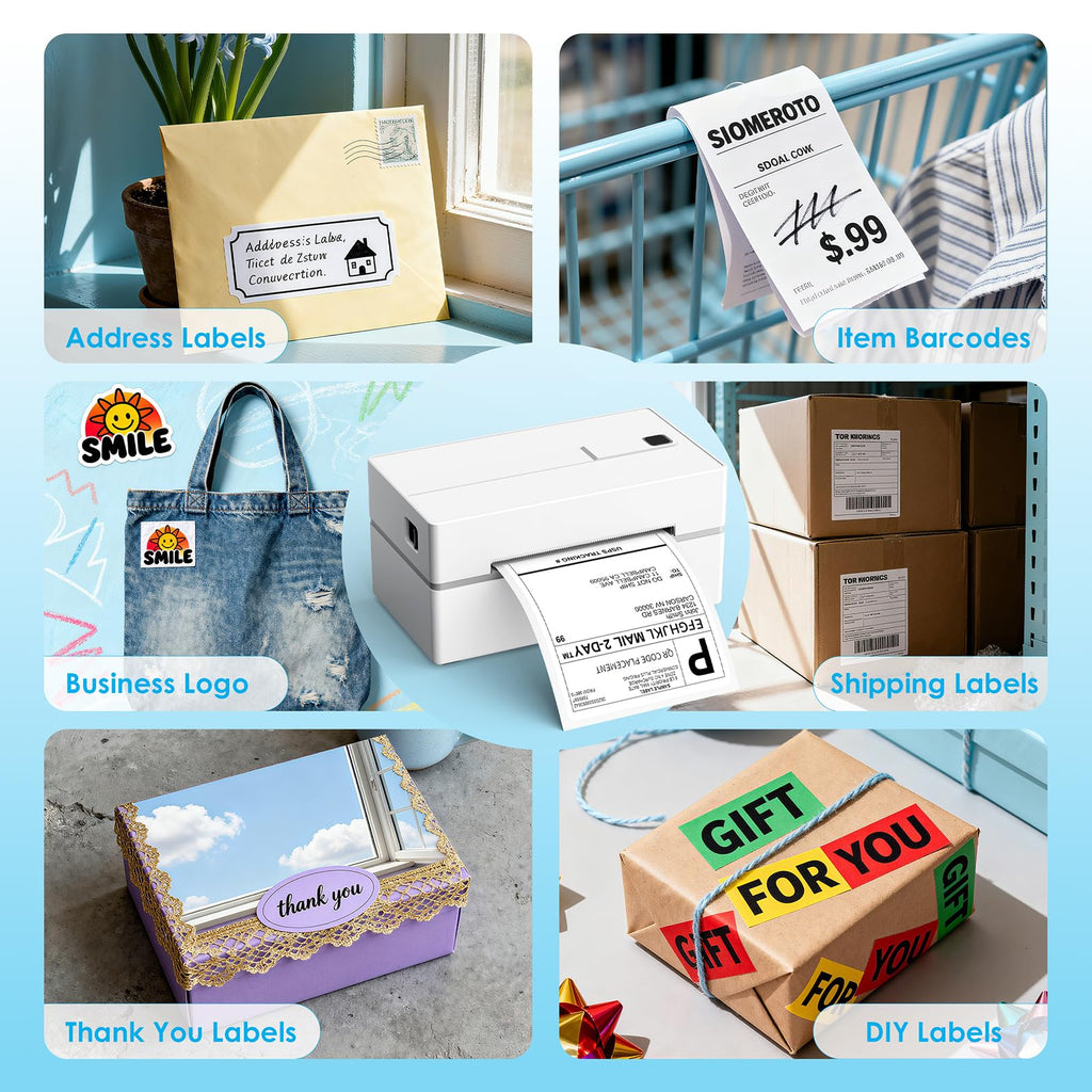 White 4x6 Portable Bluetooth Thermal Label Printer S13868