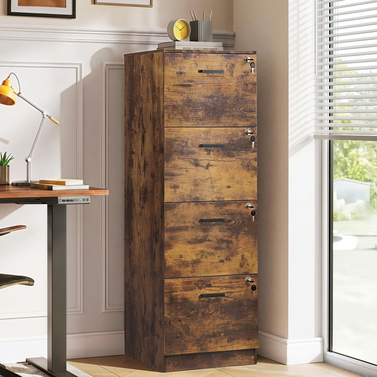 4 Drawer Wood File Cabinet Y73992