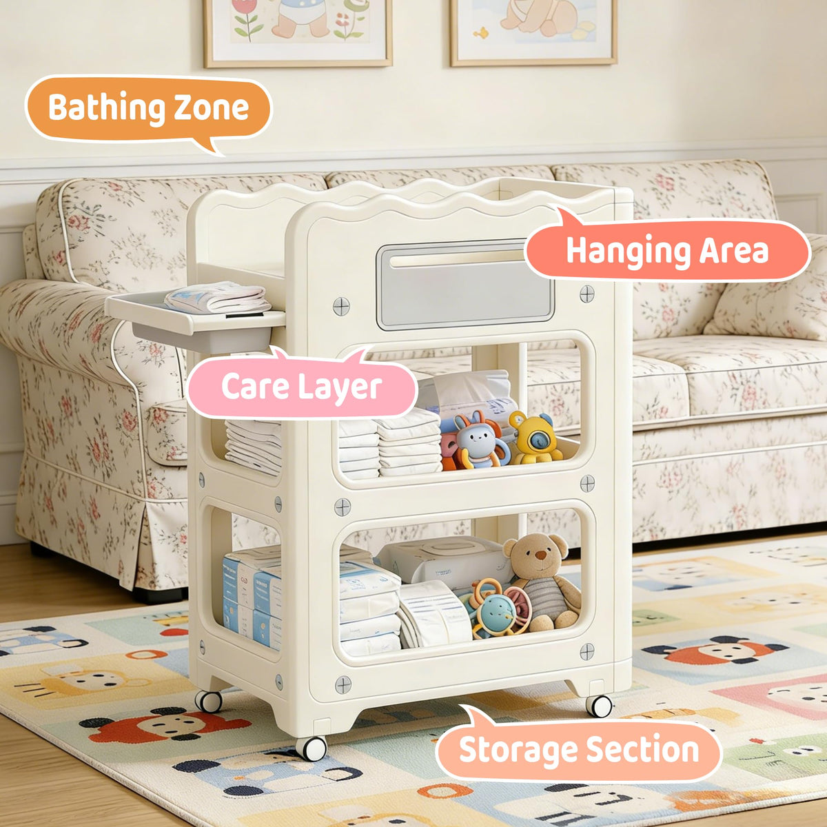 Foldable Portable Baby Changing Table with Storage Baskets J7242