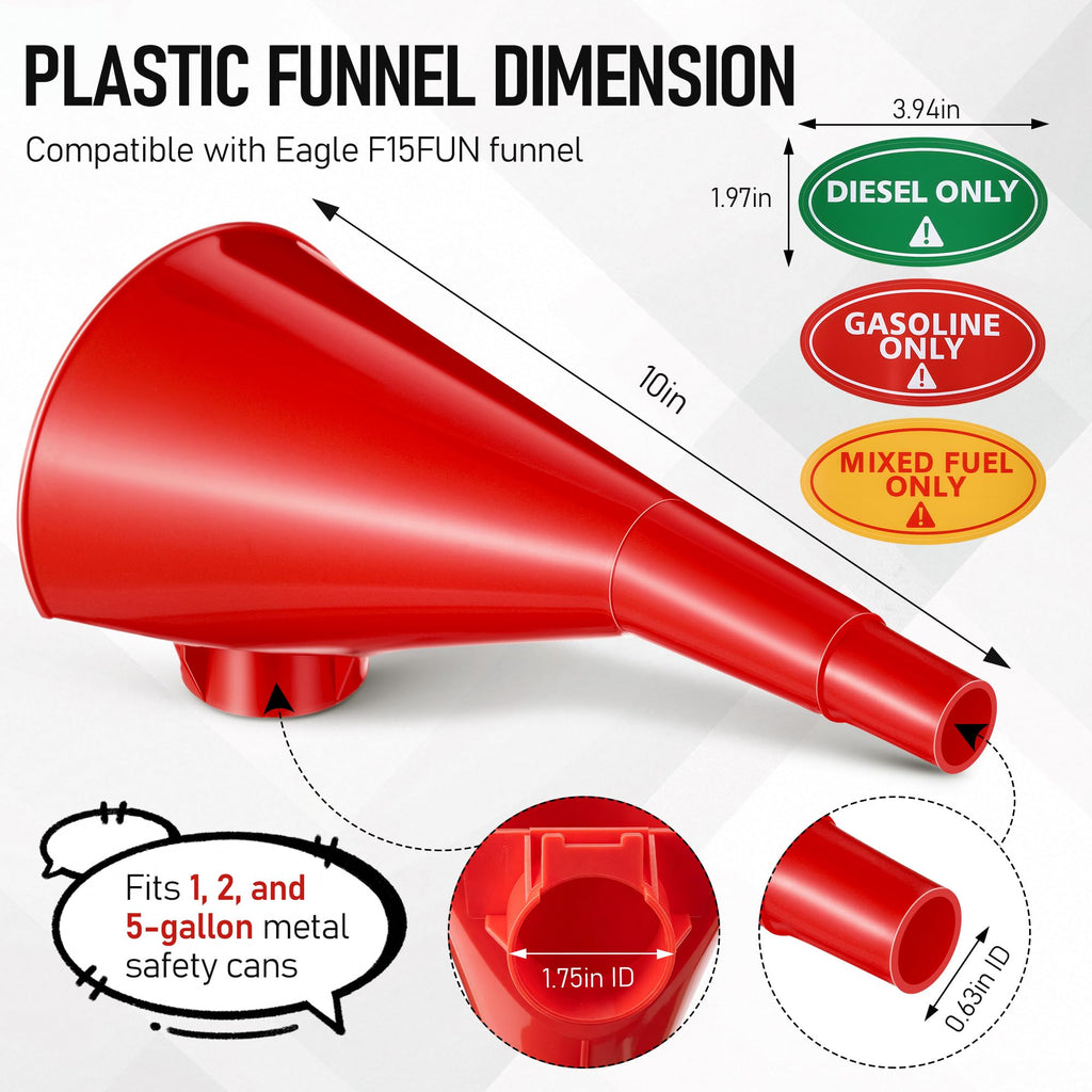 Plastic Gas Can Funnel Red 1 Pack V812