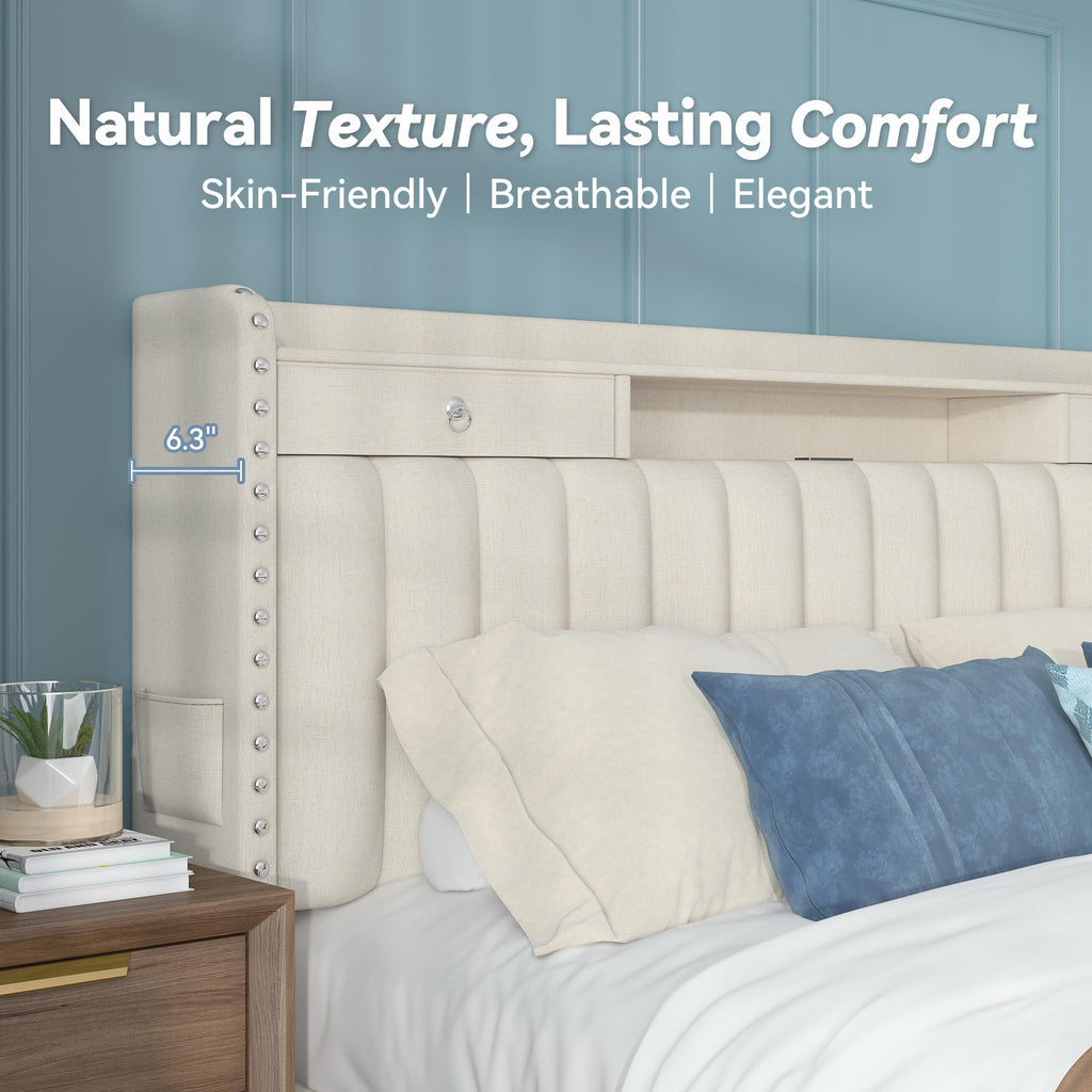 Queen Bed Frame with Storage Headboard & 4 Drawers Z5323
