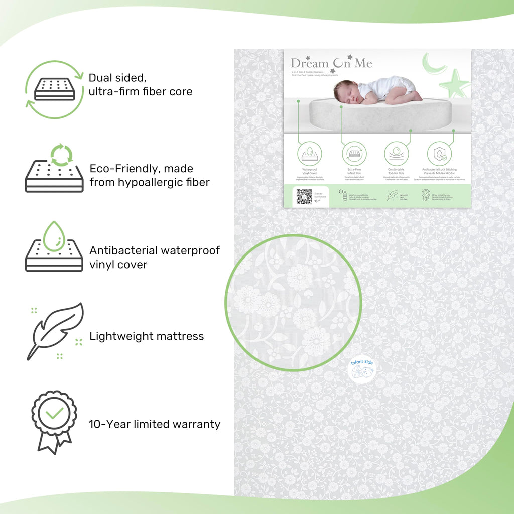 Grey Dual-Sided Crib and Toddler Bed Mattress Z8870
