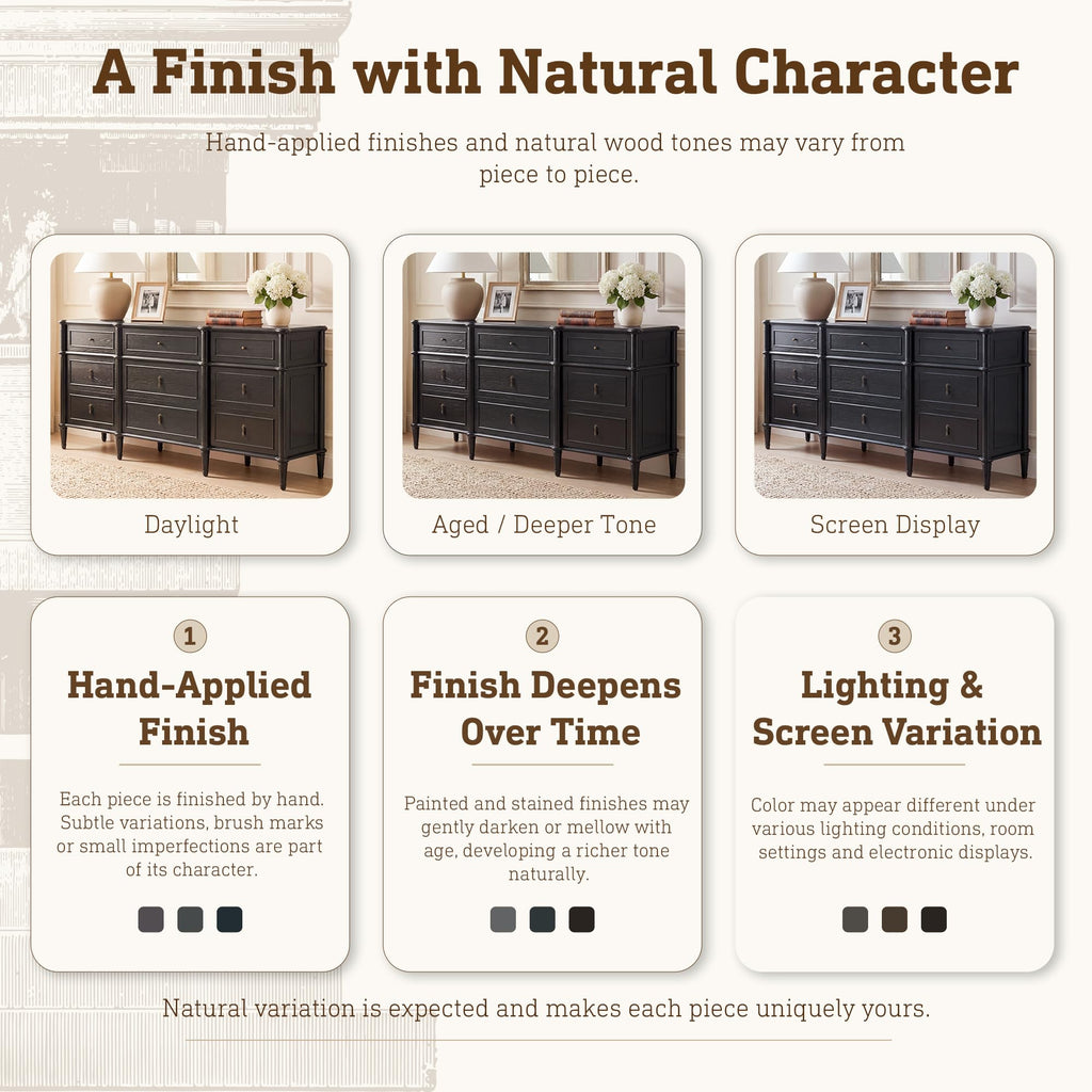 Black 9 Drawer Wood Dresser S758261