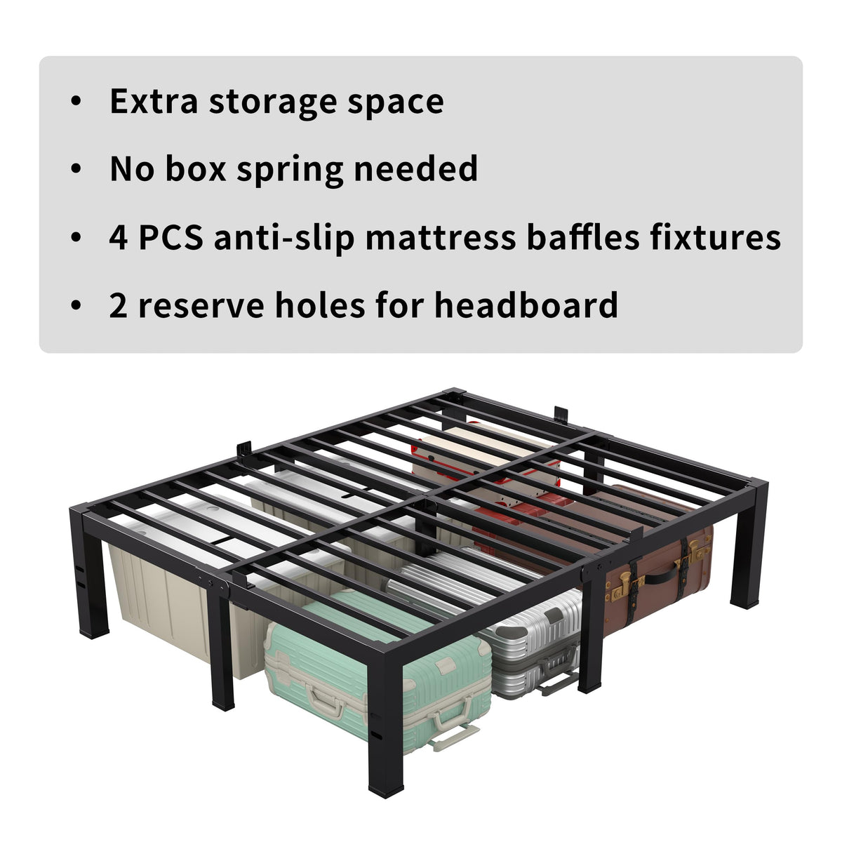 18 Inch King Size Black Metal Bed Frame M4155