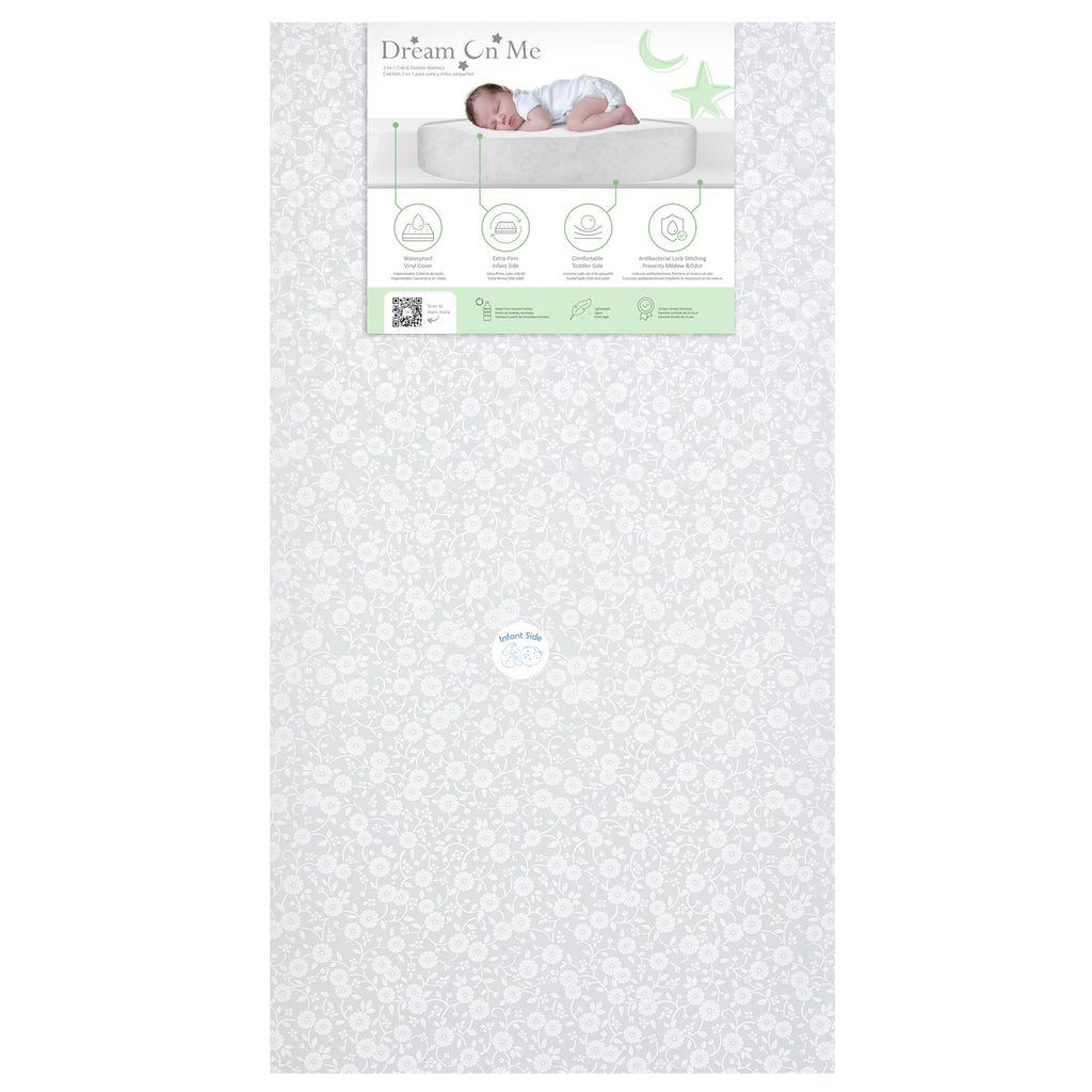 Grey Dual-Sided Crib and Toddler Bed Mattress Z8870