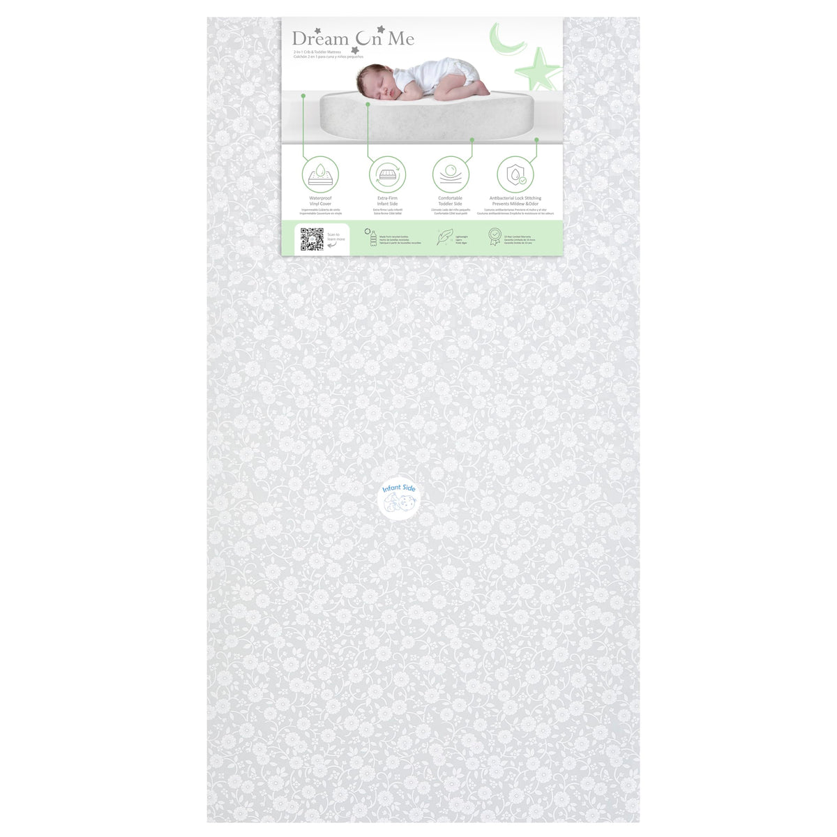 Grey Dual-Sided Crib and Toddler Bed Mattress Z8870