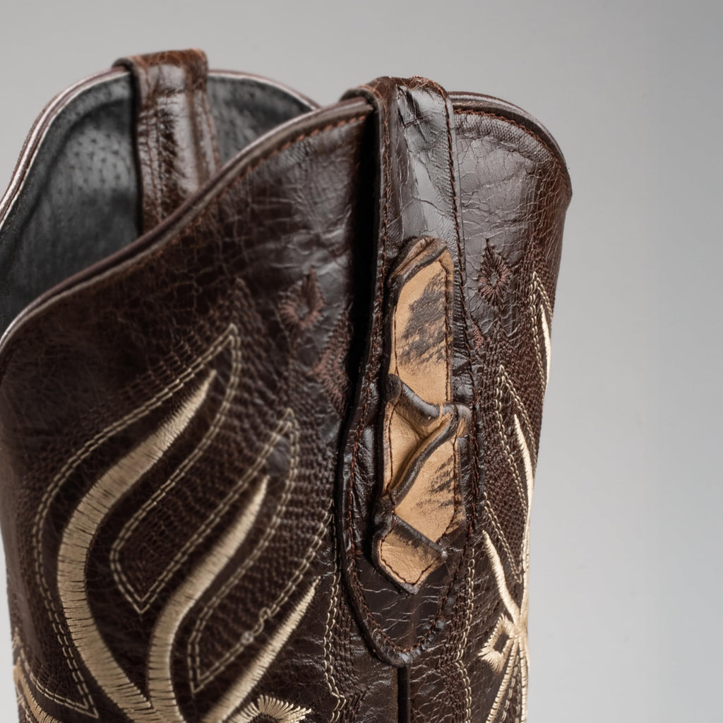 Leather Print Embroidered Square Toe Cowboy Boots D193459