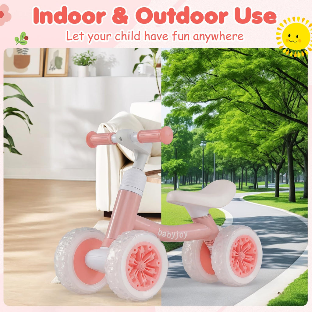 4 Wheels Toddler Balance Bike with Adjustable Handlebar & Seat L4676