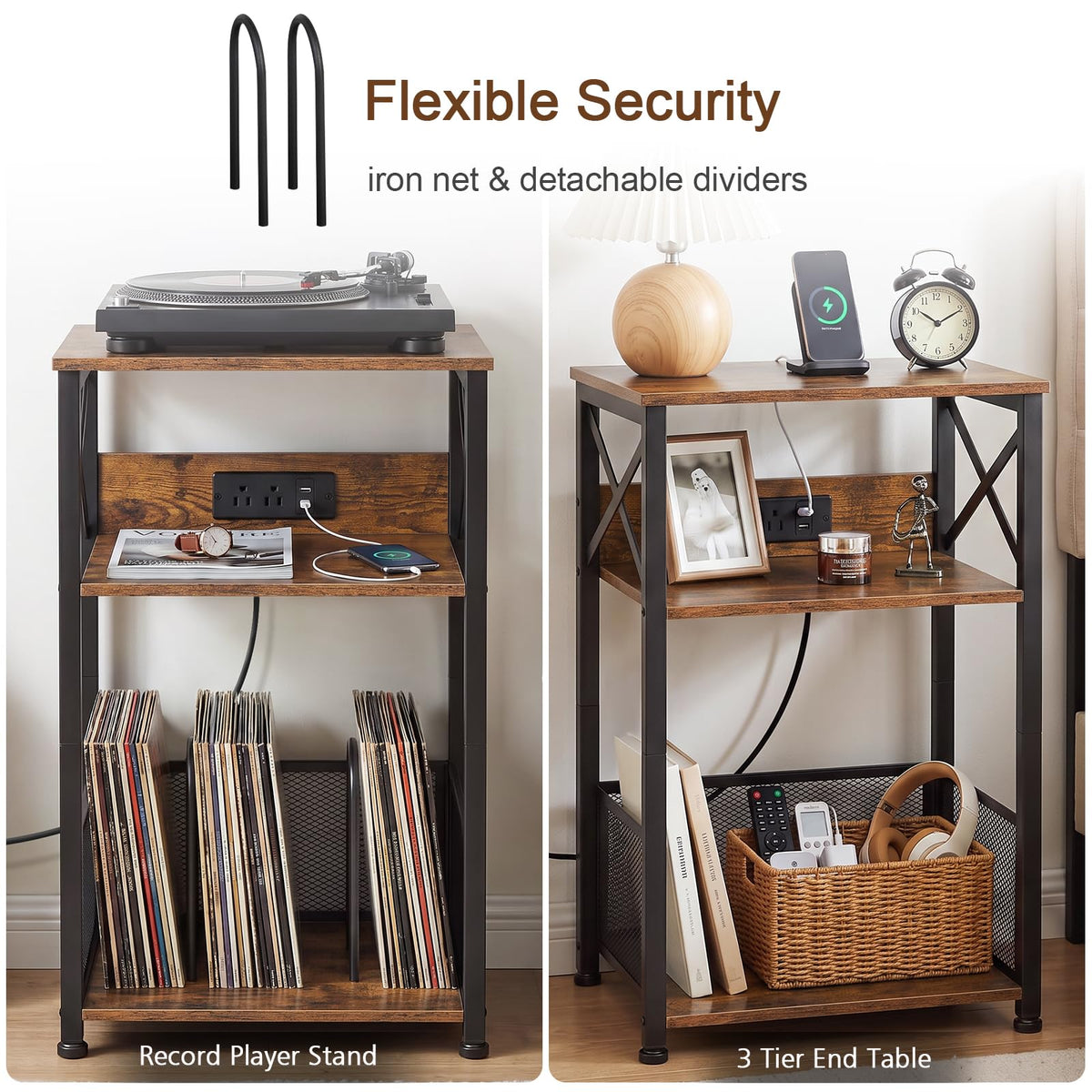 Record Player Stand with Charging Station V455448