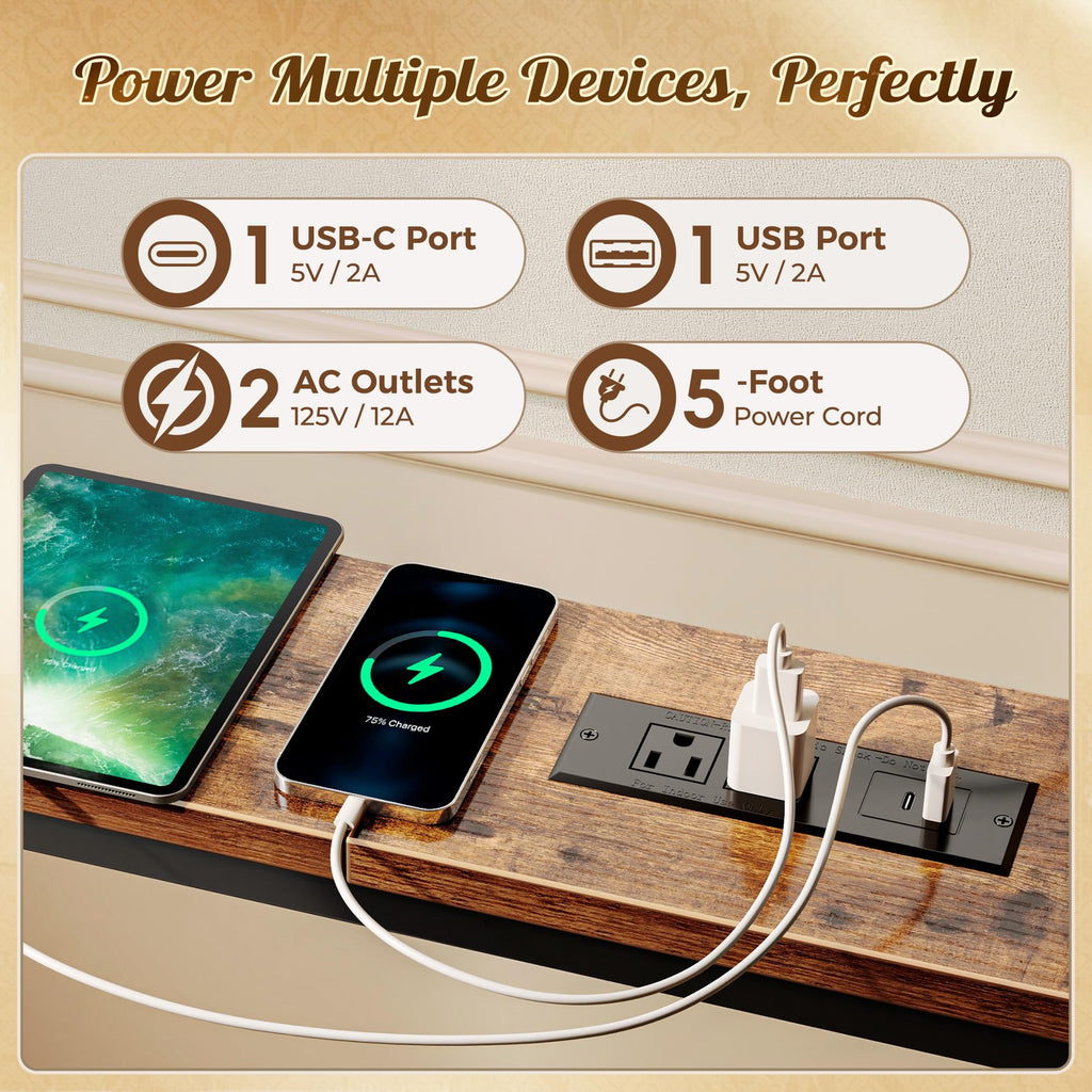 118 Inch Sofa Table with Power Outlets V141