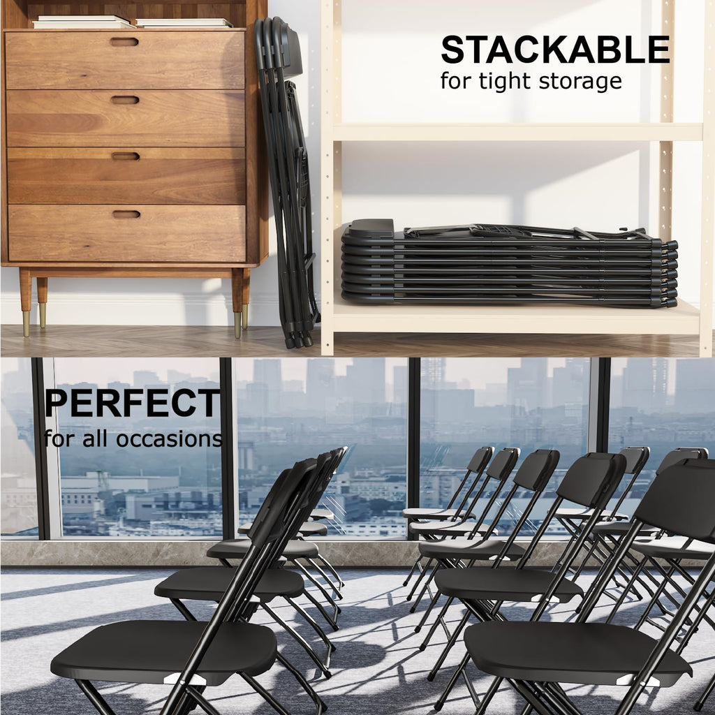 Black Plastic Folding Chairs, 10 Pack Y58794