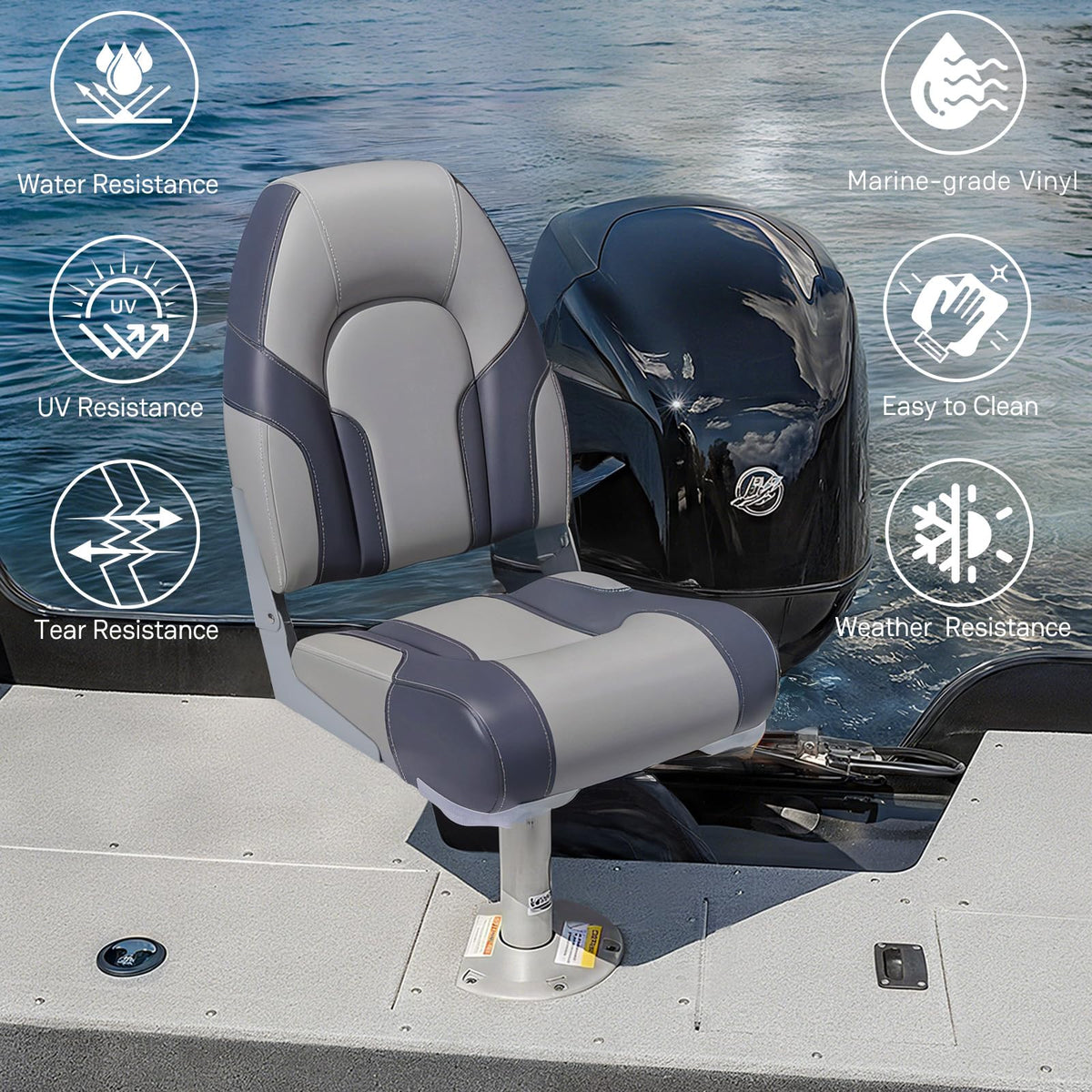 2 Pack High Back Folding Boat Seats R725333