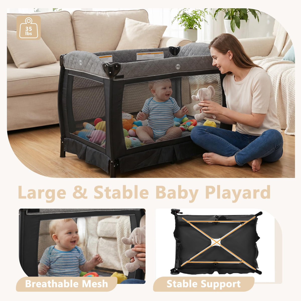 4 in 1 Black Baby Playard Q1915