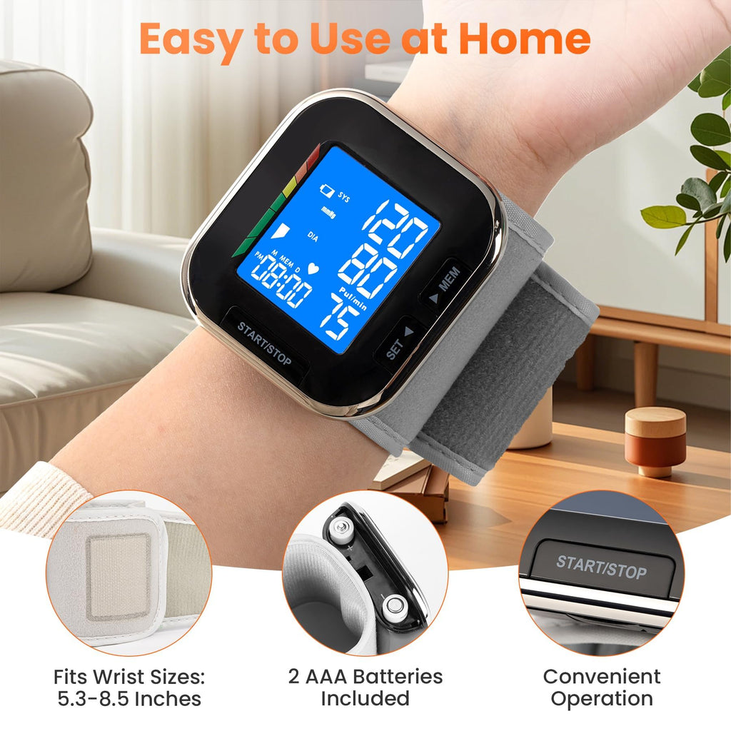 Wrist Blood Pressure Monitor with Backlit LCD B4407