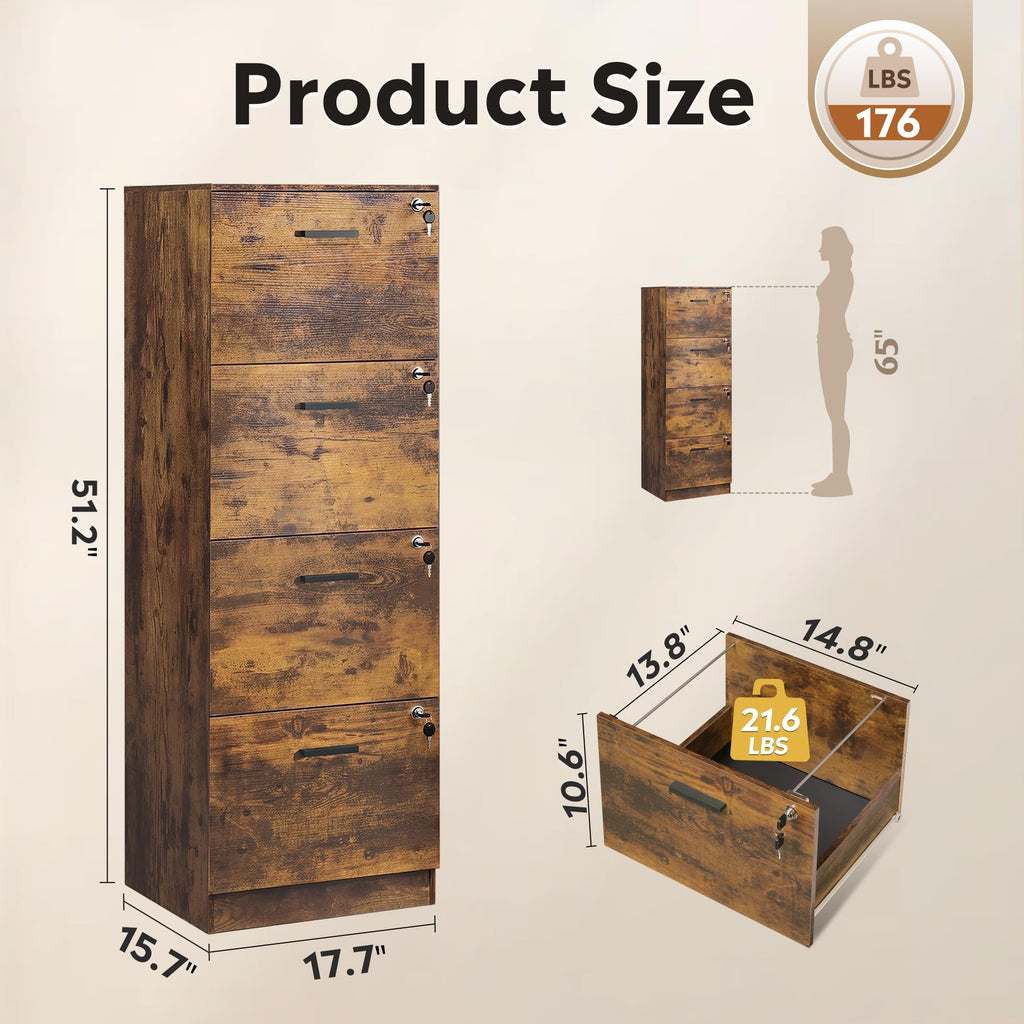 4 Drawer Wood File Cabinet Y73992