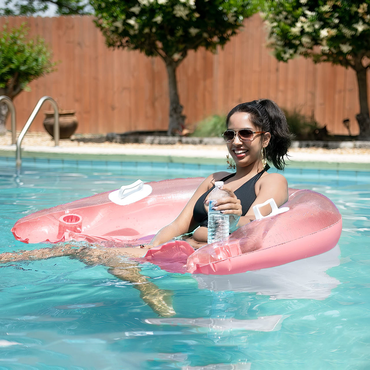 Inflatable Pool Chair Float 2 Pack with Drink & Phone Holder V106904