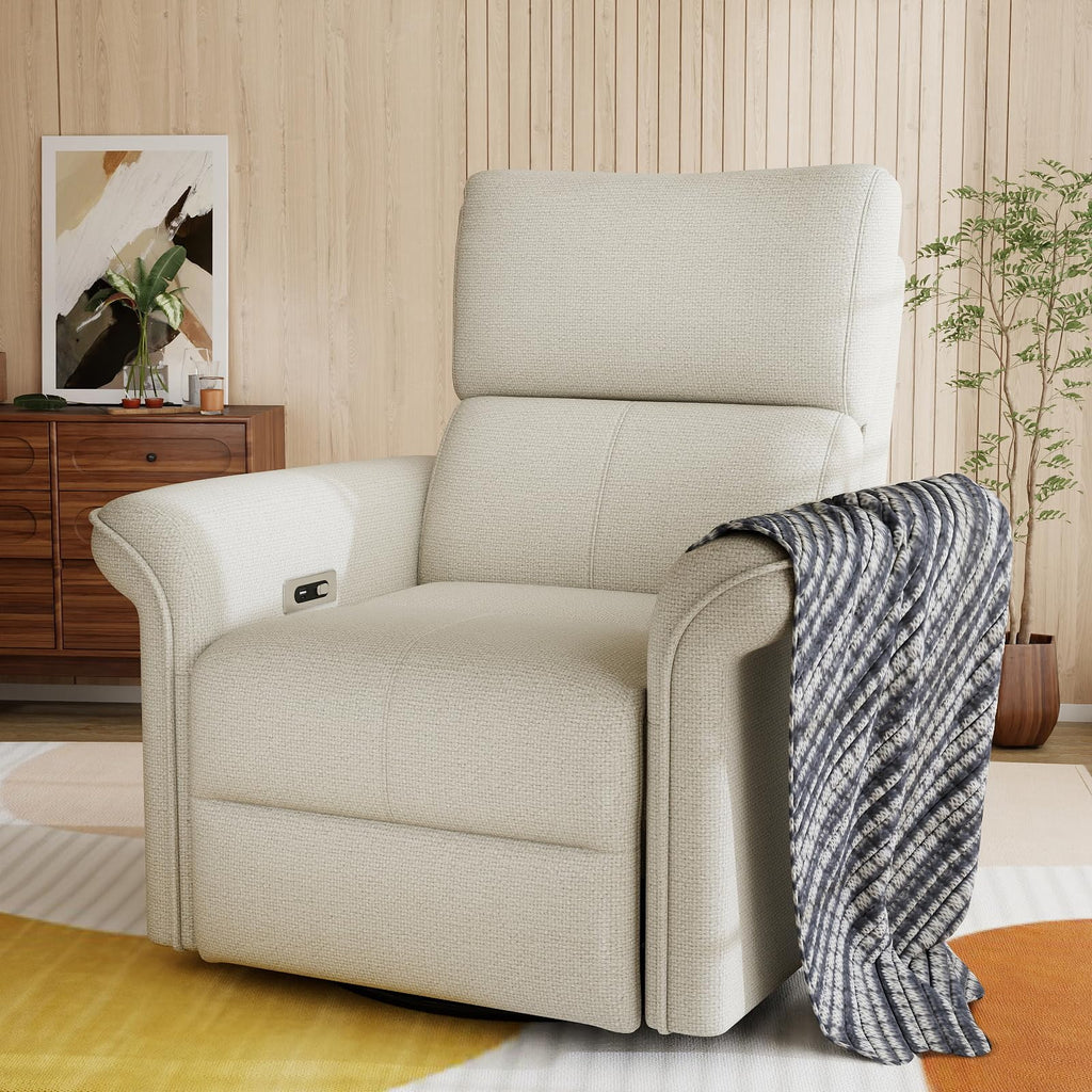 Fabric Light Gray Swivel Rocker Recliner Chair G594465