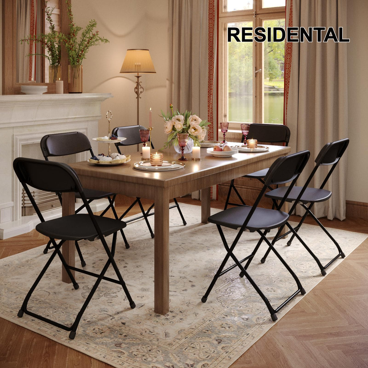 Black Plastic Folding Chairs, 10 Pack Y58794