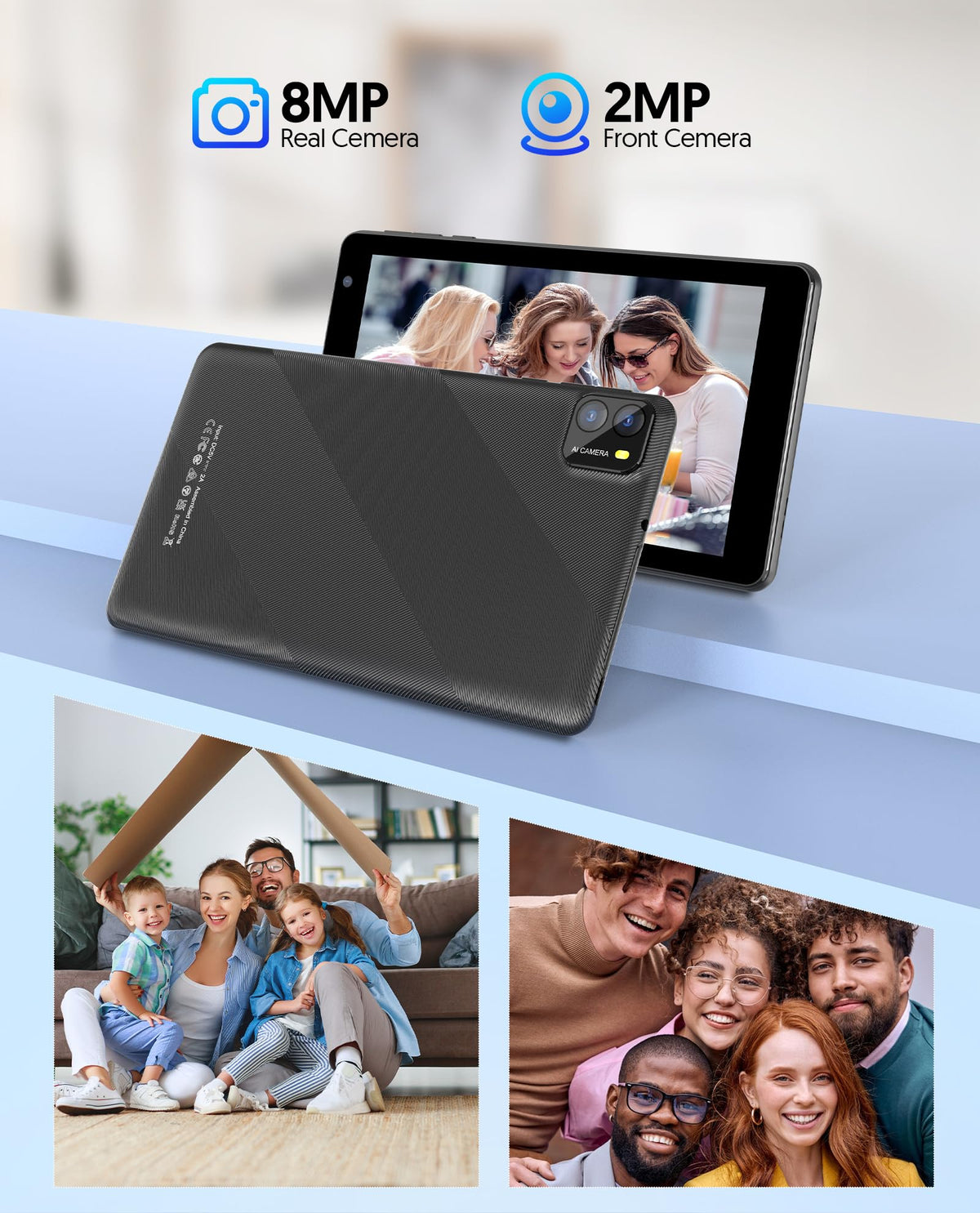 7 Inch Android 14 Tablet 8GB RAM 64GB ROM Black Z24236