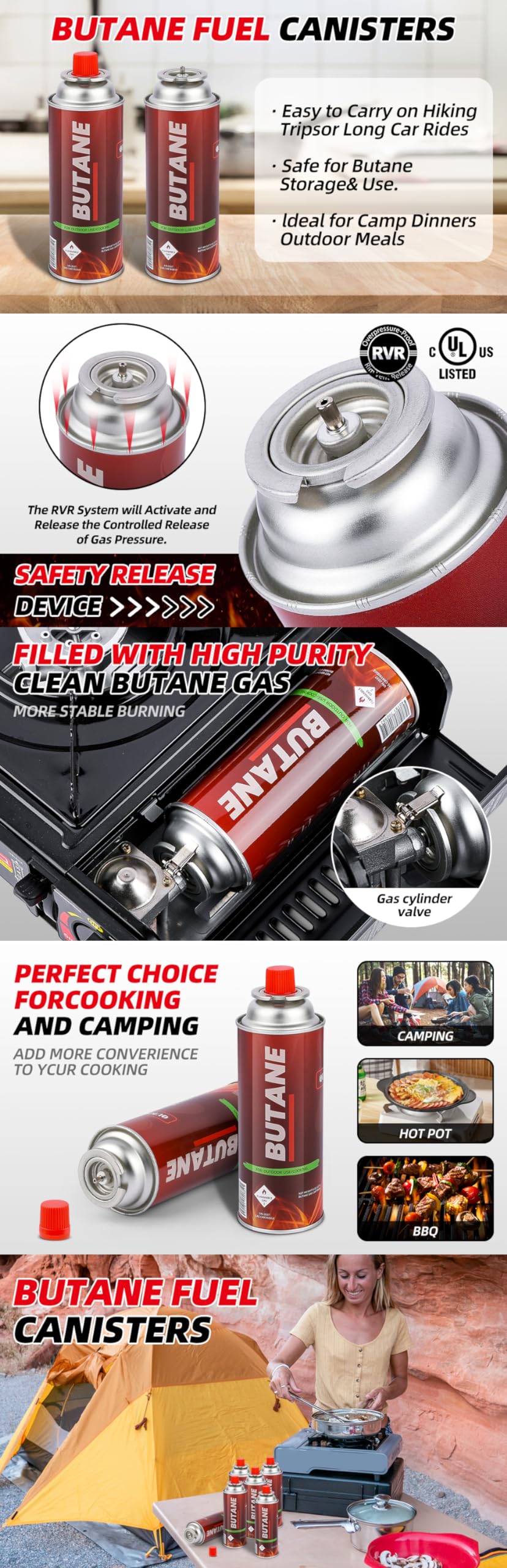 8 oz Butane Fuel Canisters, Pack of 28 P951572