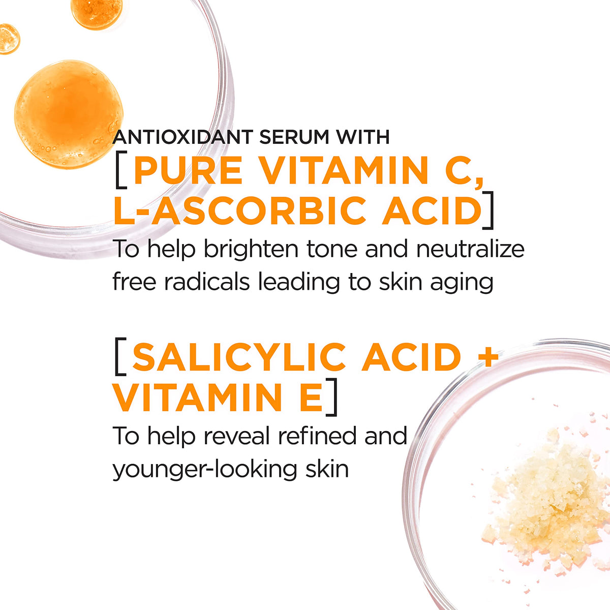 Vitamin C Brightening Face Serum with Vitamin E, Salicylic Acid, 1 oz E9079