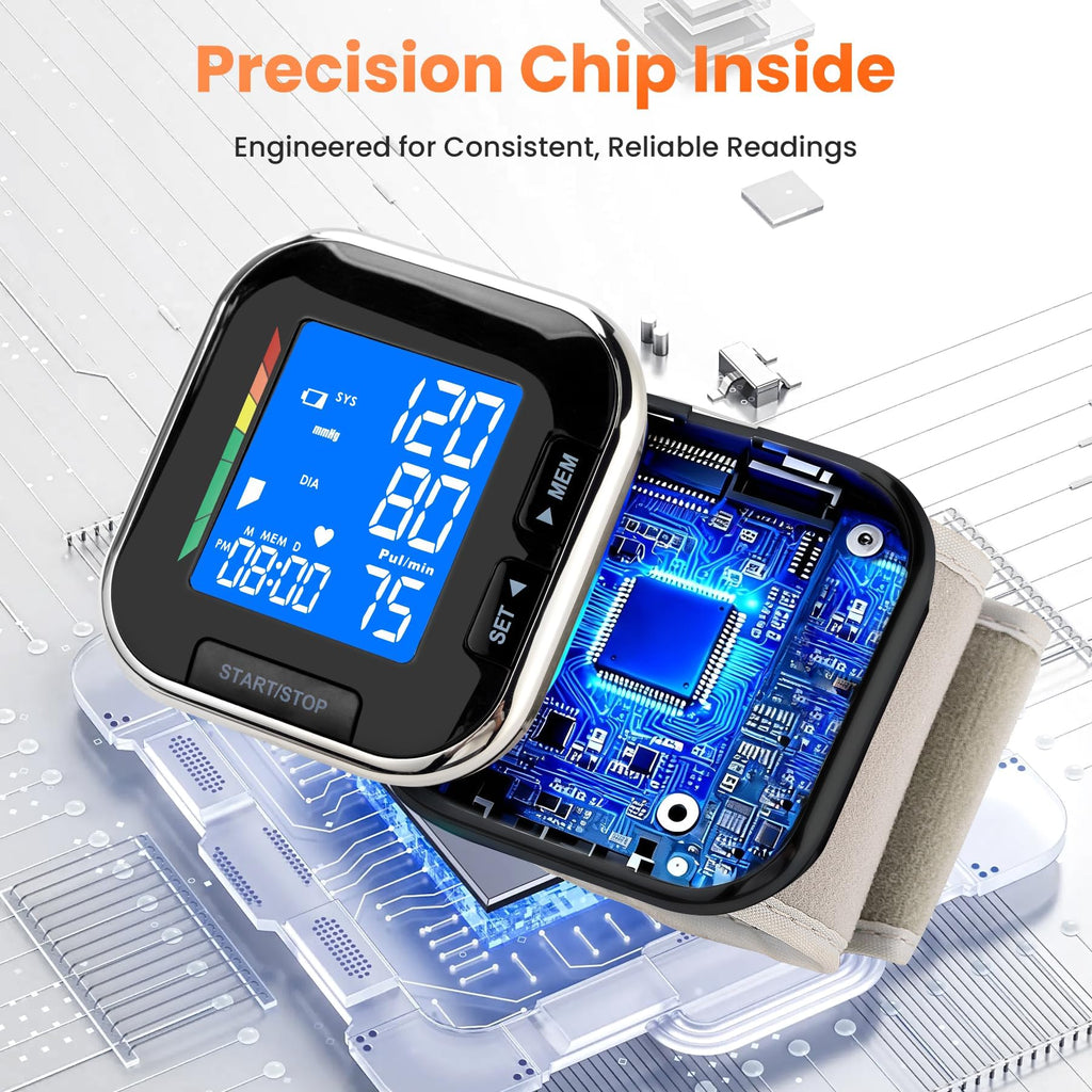 Wrist Blood Pressure Monitor with Backlit LCD B4407