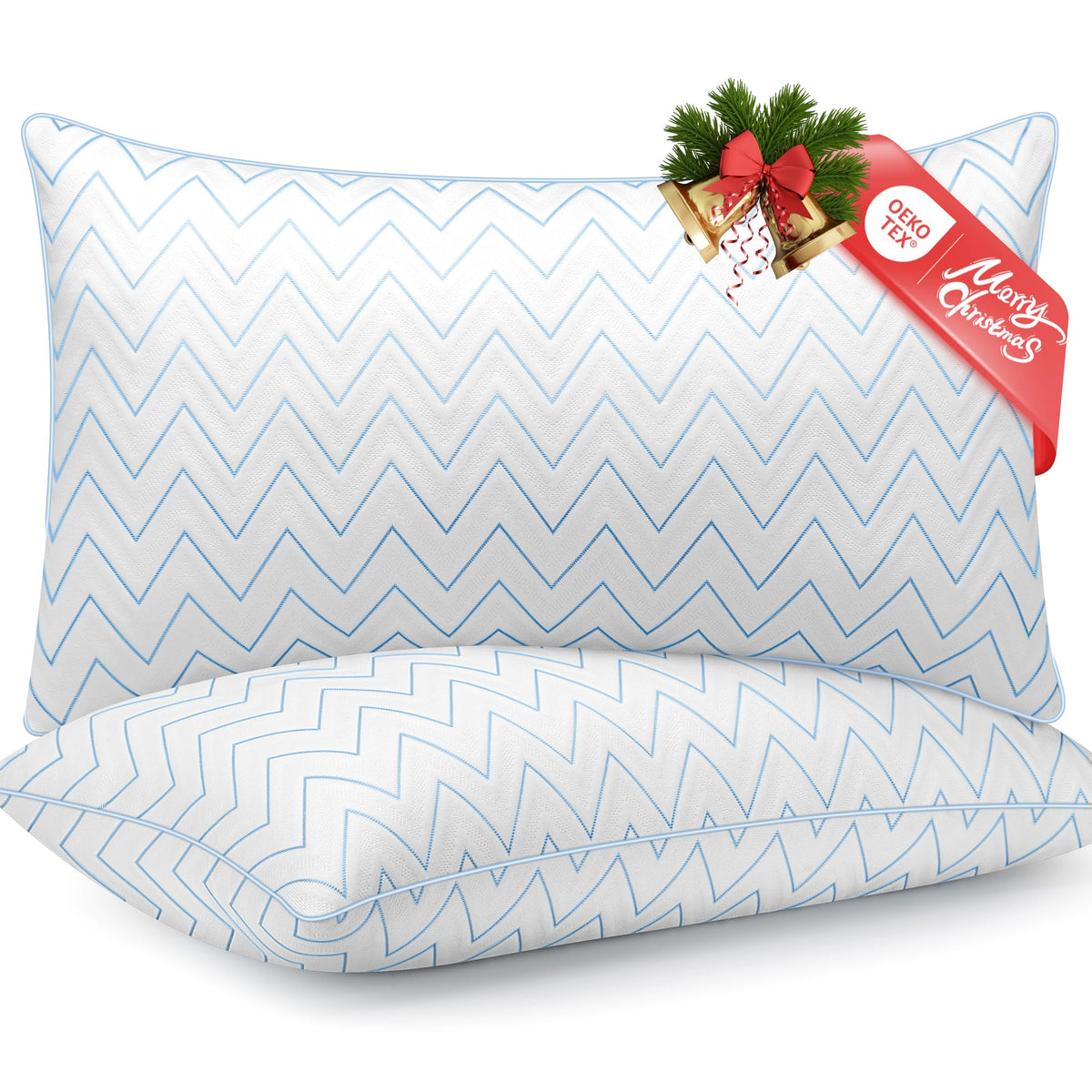 King Size Set of 2 Medium Firm Microfiber Bed Pillows O2351