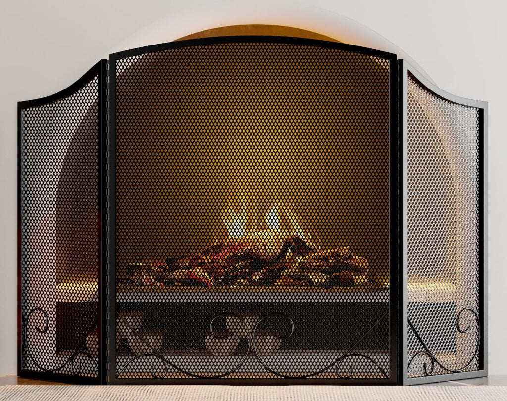 Black Wrought Iron Fireplace Screen D12390
