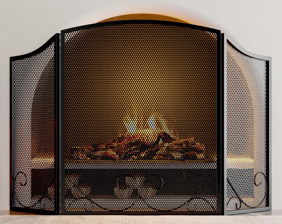Black Wrought Iron Fireplace Screen D12390