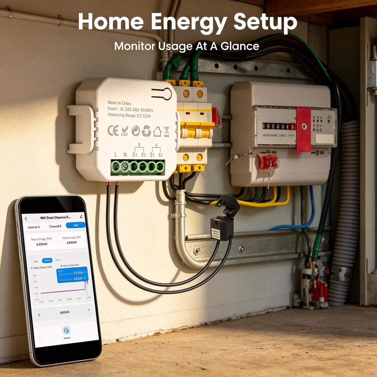 Smart Home Energy Monitor 2x120A Dual Channel U598965