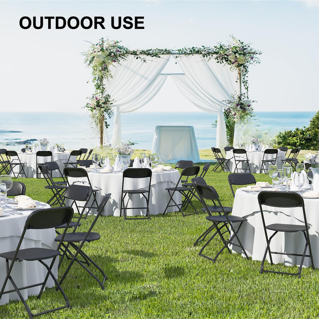 Black Plastic Folding Chairs, 10 Pack Y58794
