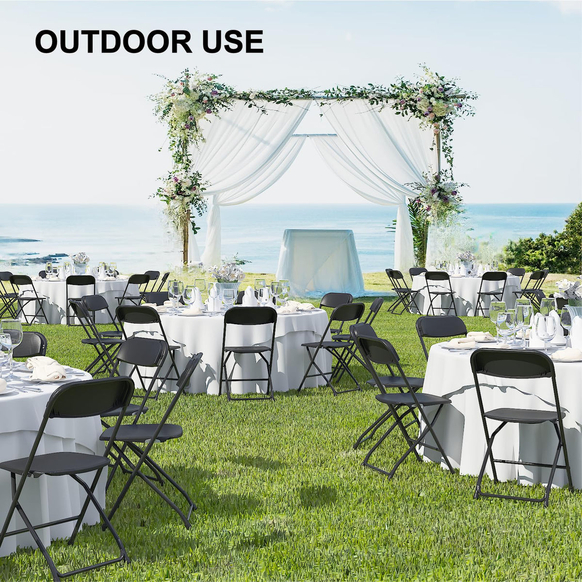 Black Plastic Folding Chairs, 10 Pack Y58794