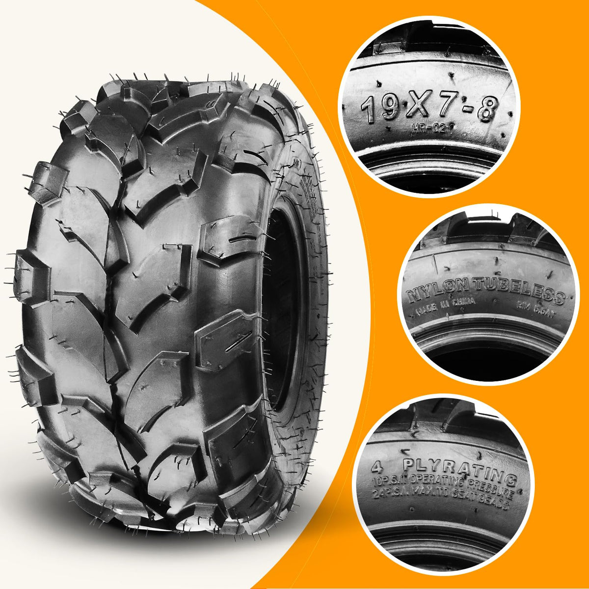 19x7-8 Tubeless Tire 1 Pack J50830