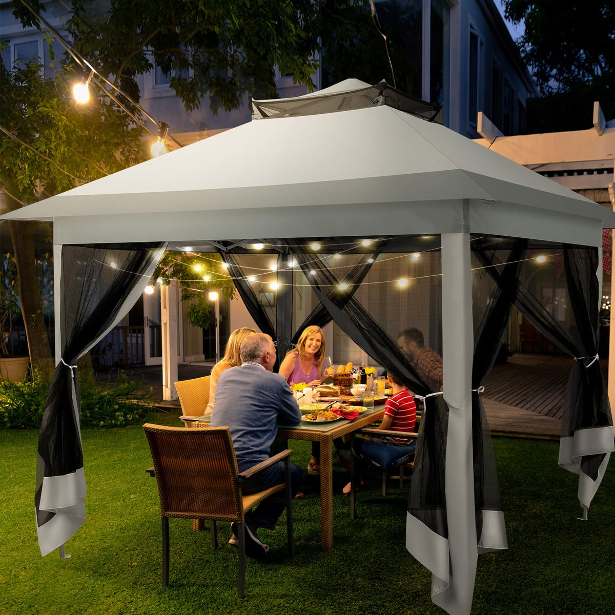 12x12 Pop Up Waterproof Outdoor Canopy with Mosquito Nettings and Carry Bag G162071