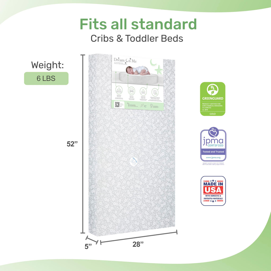 Grey Dual-Sided Crib and Toddler Bed Mattress Z8870
