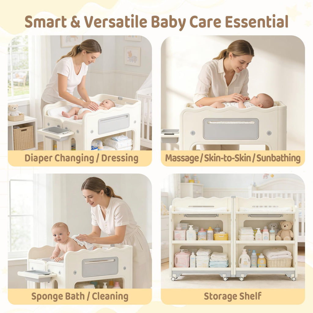 Foldable Portable Baby Changing Table with Storage Baskets J7242