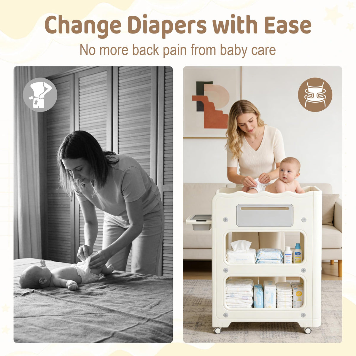 Foldable Portable Baby Changing Table with Storage Baskets J7242