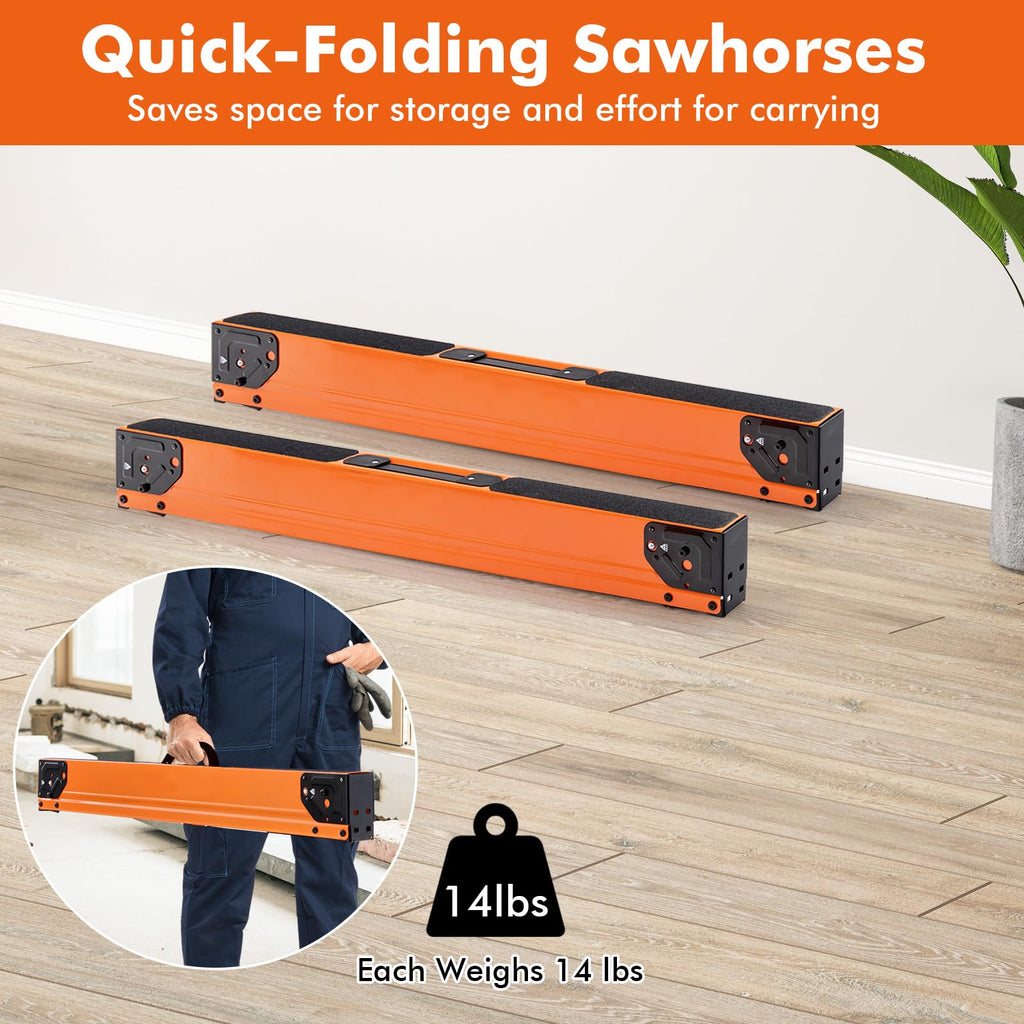 Heavy Duty Steel Folding Saw Horses 2 Pack 2200 LBS Capacity J1412