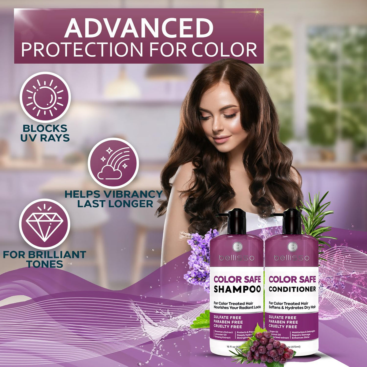 Color Safe Shampoo and Conditioner Set Sulfate Paraben Free M7583