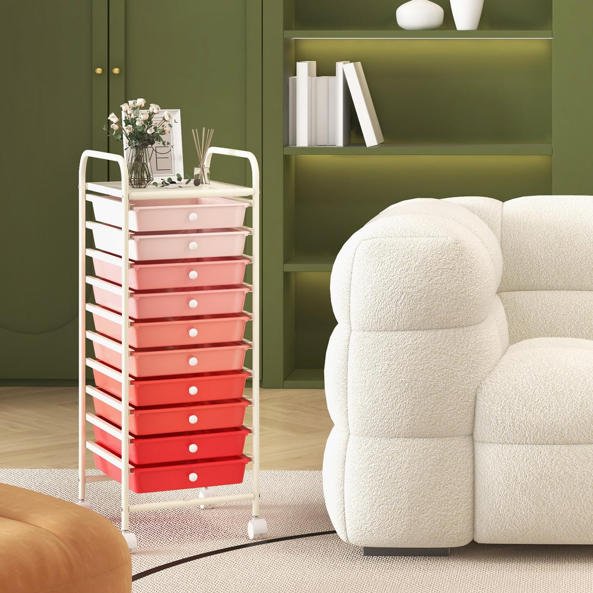 10 Drawer Rolling Storage Cart C2537