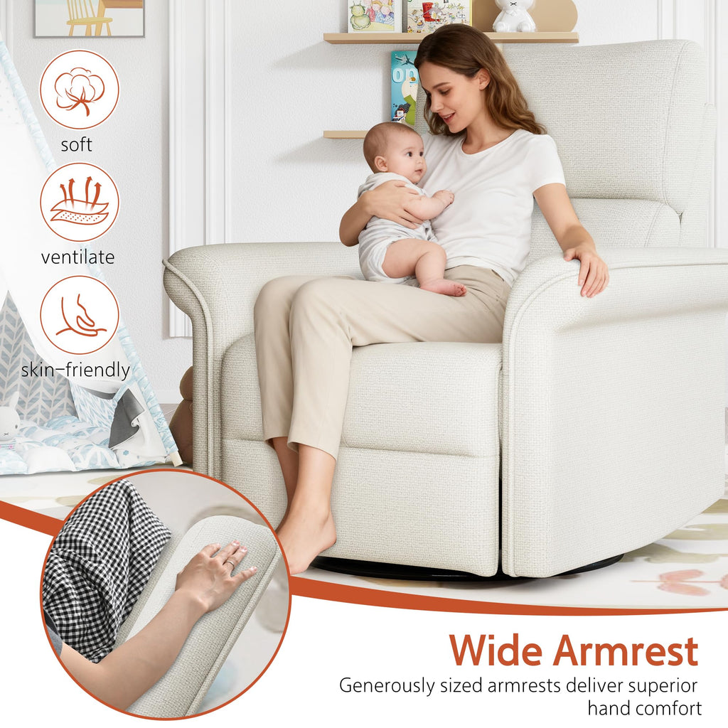 Fabric Light Gray Swivel Rocker Recliner Chair G594465