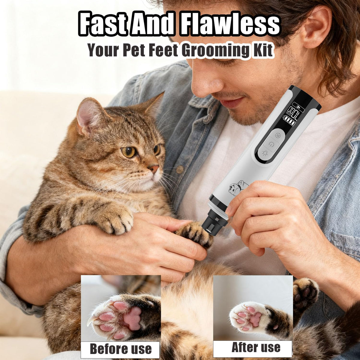 Ultra Quiet Dog Nail Grinder with Dual LED Lights S452482