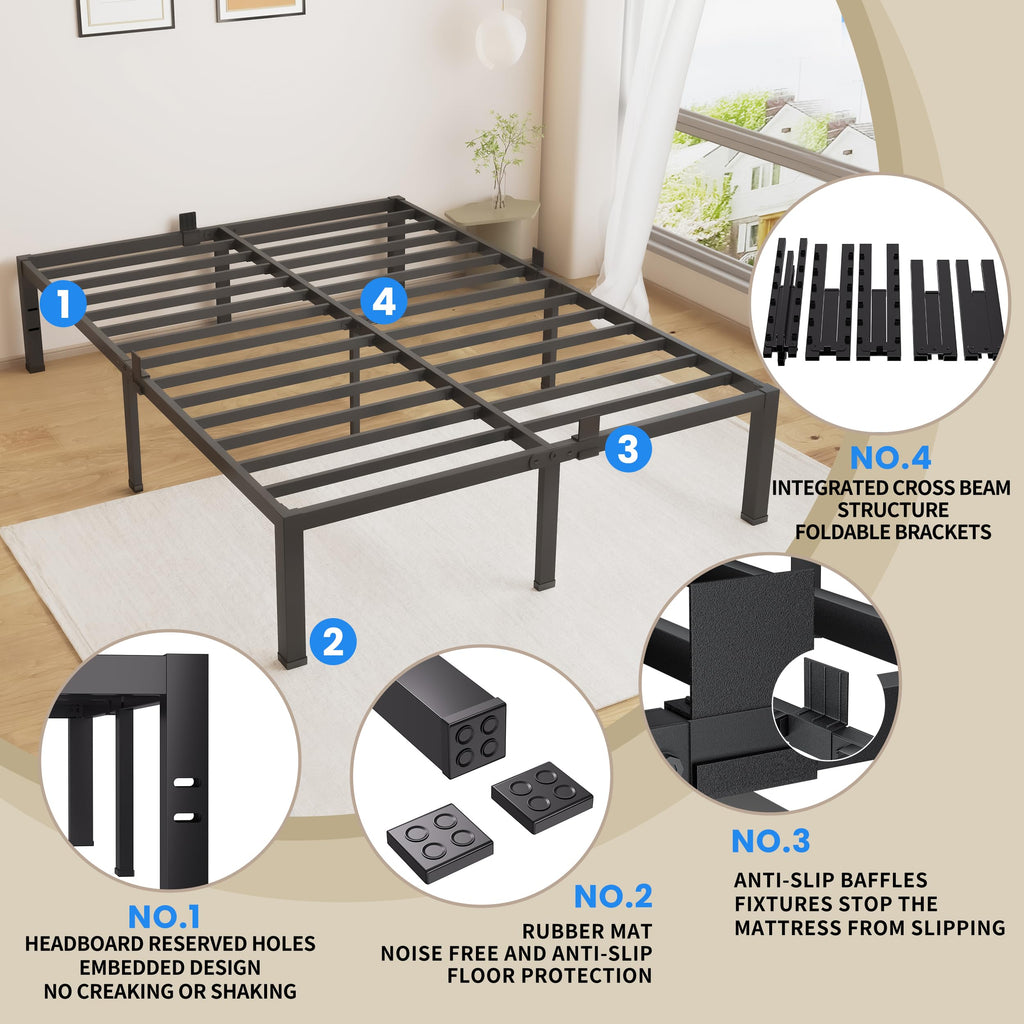 18 Inch King Size Black Metal Bed Frame M4155